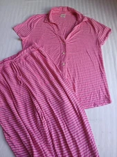 Soma Pajama Set Medium Womens Jersey Stretch Comfort Lounge Sleep Lightweight 