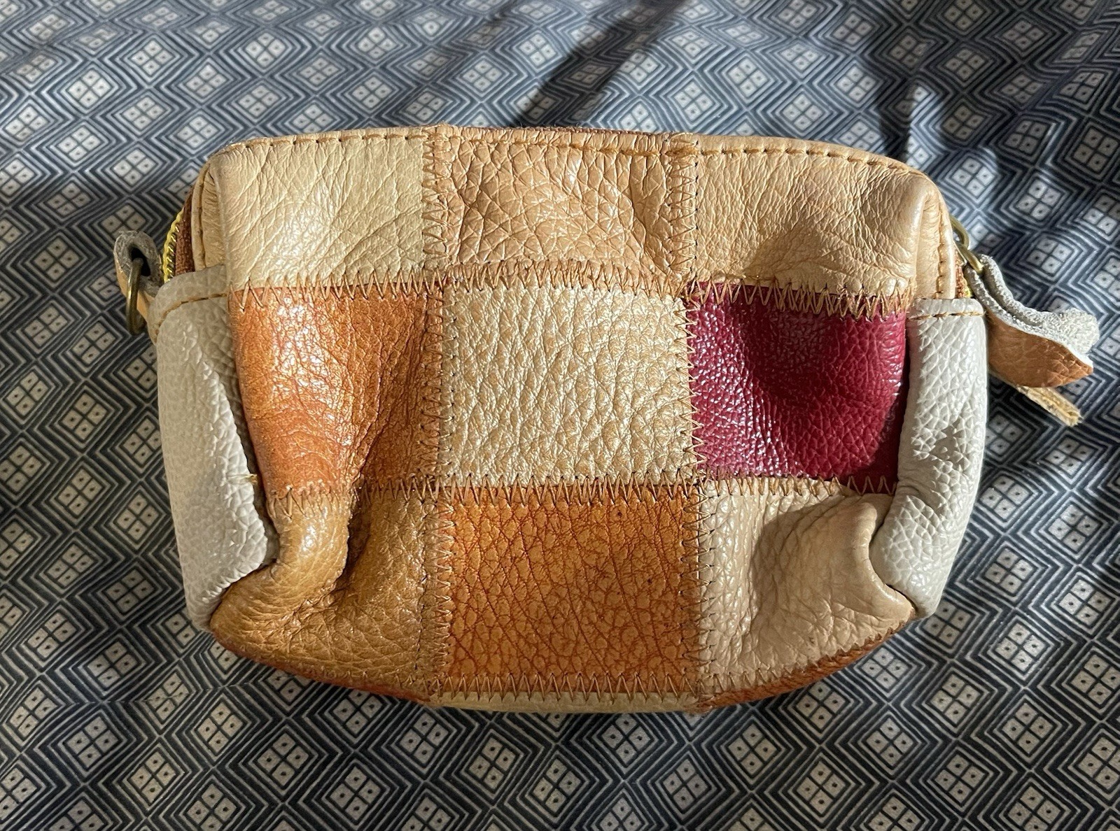 Brown Leather Patchwork Handmade Chilean Coin Pur… - image 2