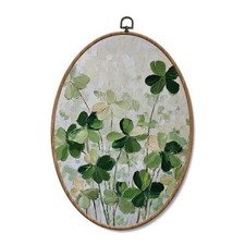 Vintage St Patrick's Day Framed Wall Art, Rustic Farmhouse Four Leaf Clover