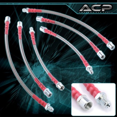 For 84-91 E30 M3 3-Series Silver Stainless Steel Braided Oil Brake Lines Hoses