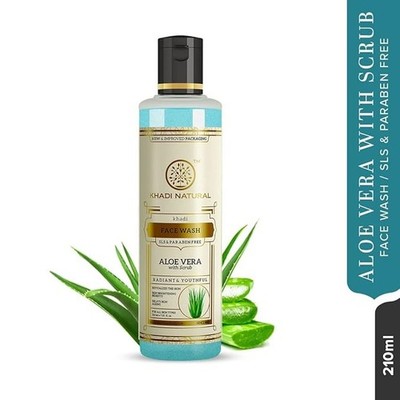 Khadi Natural Aloe Vera Face Wash with Scrub | Anti-Ageing Glow Care | 210ml