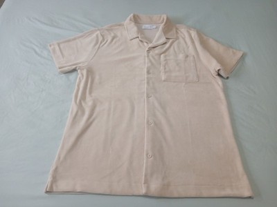 Topman Oversized Terry Towel Button Down Shirt Stone Mens Sz M Medium