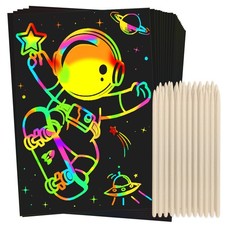 Scratch Rainbow Art Paper Set - 100Pcs Magic Scratch Off Art Craft Supplies K