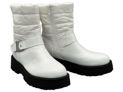 Damen Chelsea Stiefel Winter Boots weiße Schuhe Plateau Stiefelette Gr. 36 #066