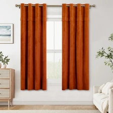 Velvet Curtains Caramel, Living Room Bedroom 80% Light Filtering Insulation, ...