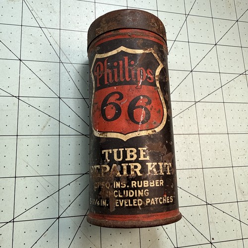 RARE Vintage Early Phillips 66 Tube Repair Kit TIN ONLY Rubber Tire Patch Oilcan