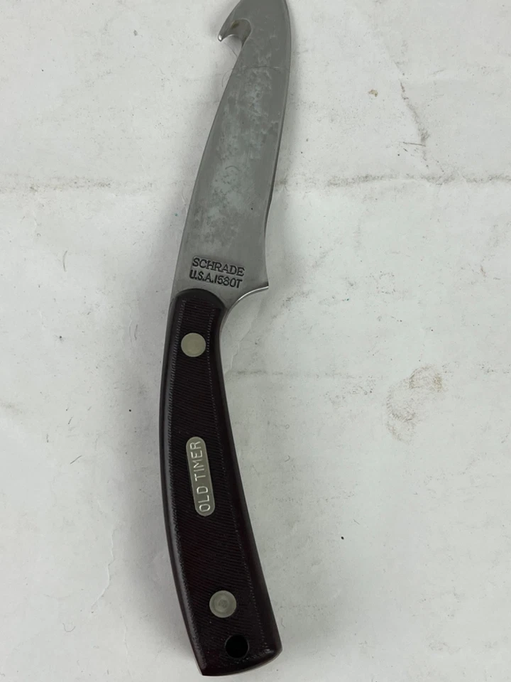Par Vintage Schrade EUA Old Timers 152 & 158OT Sharpfinger Skinner / Gancho Intestinal - Imagem 4 de 4