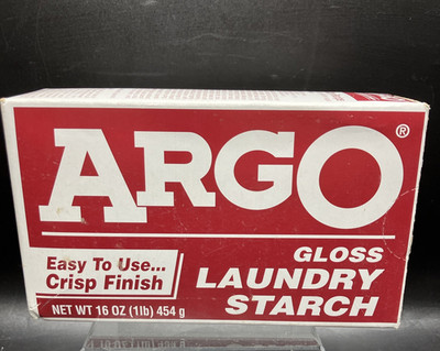 Argo Gloss Laundry Starch Crisp Finish 16 oz Discontinued HTF NOS Crafts Red Box