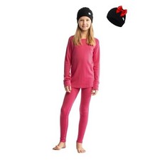 Merino Wool Base Layer Kids Set - Midweight Unisex Merino Wool Medium Pink