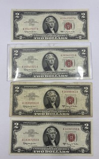 1963 1963 A U.S. Red Seal $2 Note Lot Of 4