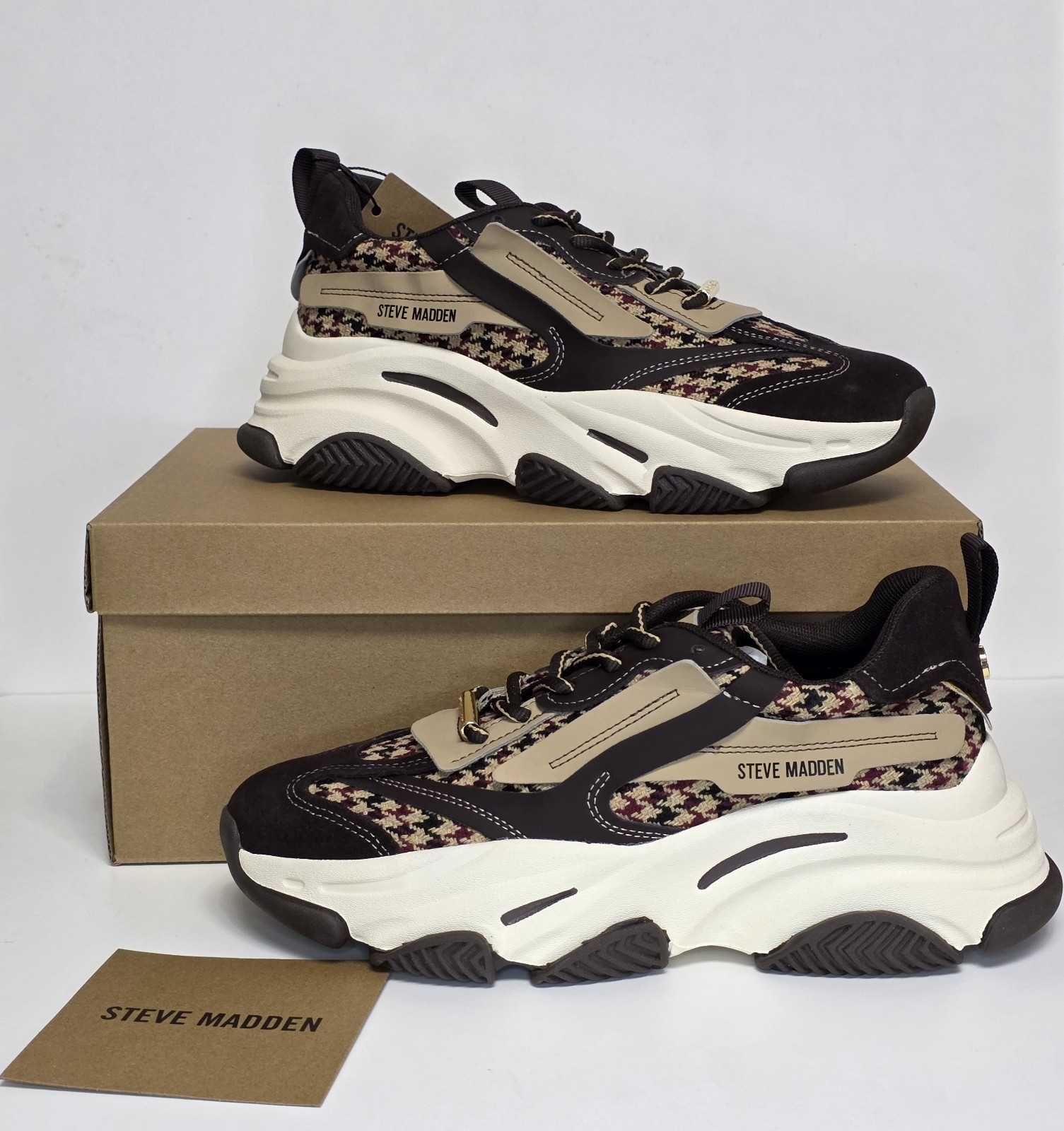 Steve Madden Possession E Brown Plaid Women's Trainers UK 6 EU 39 RRP £120