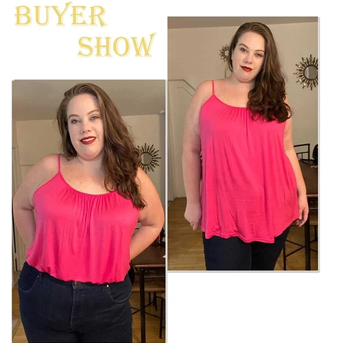 S-4XL Camisole with Built in Bra Plus Size Tunic Tops Womens Loose Cami Blouses - Picture 10 of 41