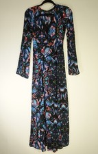 Express Size 0 Paisley Long Sleeve V-Neck Side Split Maxi Dress