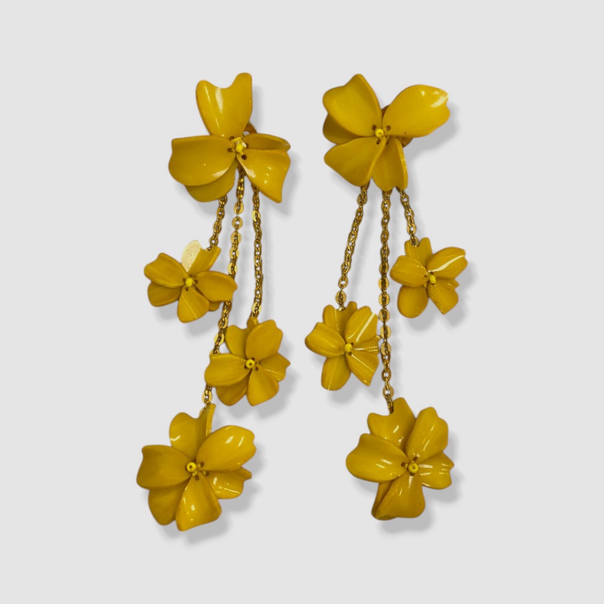 Oscar De La Renta Womens' Yellow Floral Chandelier Earrings