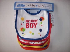 Cutie Pie Bib 5pc Set Baby Boys Happy Birthday Boy Ballons Assorted Colors NWT