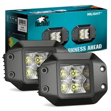 Nilight Flush Mount LED Pod Lights 2PCS 4.7 Inch 4LED Flood Beam LED Work Light
