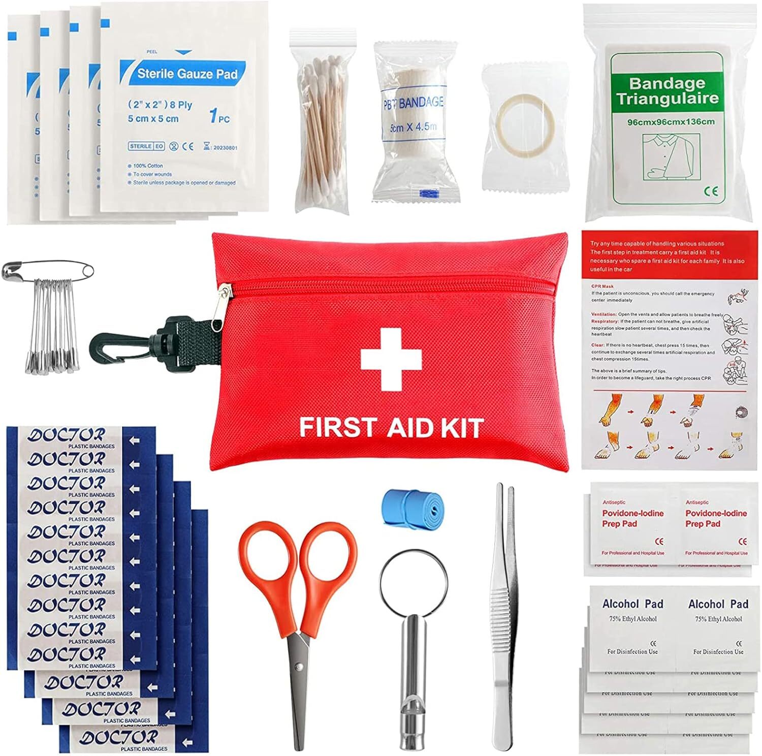 First Aid Kit - 97 Piece - Small Travel Kit, Ideal for Cars,...