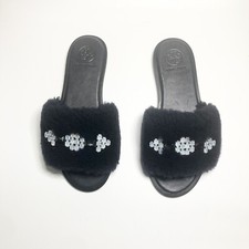 New Tory Burch Aspen Shearling Leather Slide Sandal Size 5US