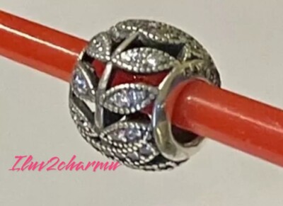 Authentic Pandora Sparkling Leaves Charm Clear CZ 791380CZ