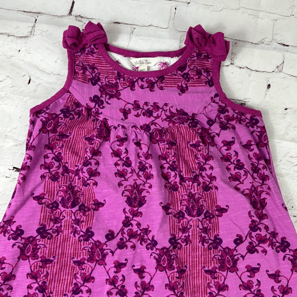 Vestido Matilda Jane Niñas 8 Jardín Encantado Floral Elastizado Sin Mangas Púrpura Foto 2 de 4
