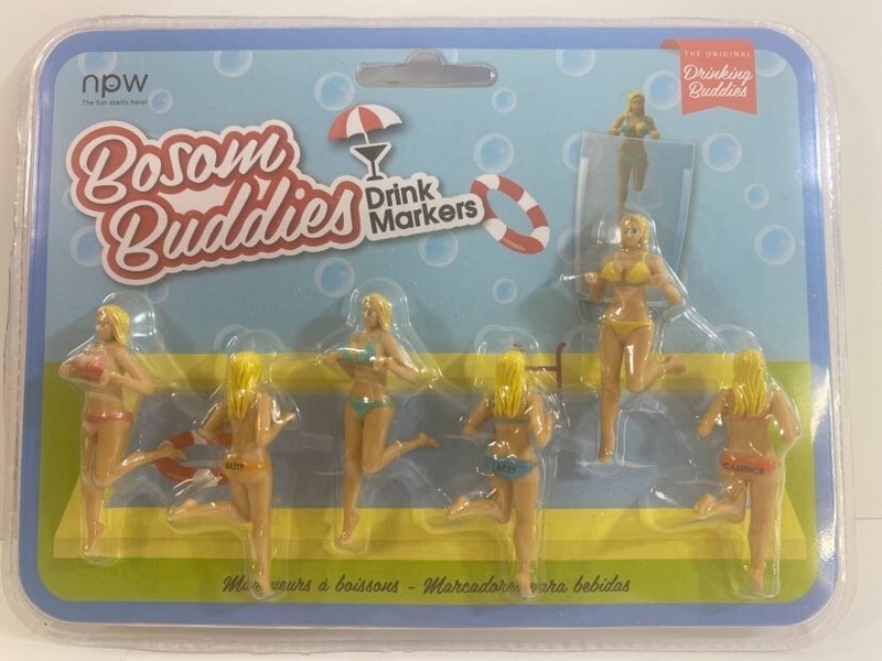 Bosom Buddies Barware Drink Markers by NPW – Set of 6 - Shelf