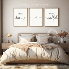 Very Demure, Very Mindful, Set of 3 Motivational Poster Prints, Home Wall Décor
