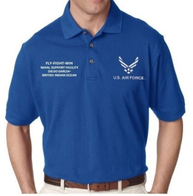 DIEGO GARCIA FACILITY *USAF *POLO &SWEATSHIRT EMBROIDERED.OFFICIALLY LICENSED
