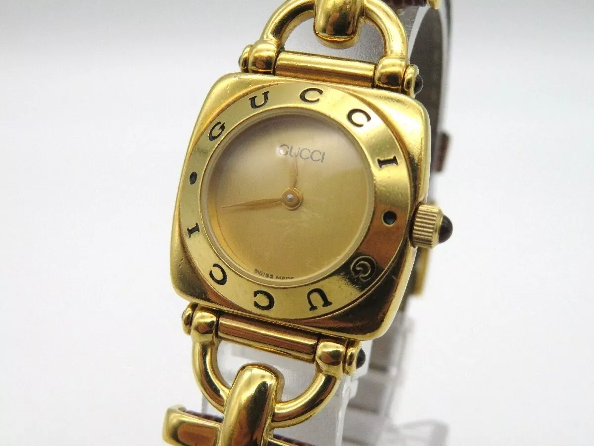 [Exc+5] Montre Femme Gucci Horsebit 6300L Bracelet Marron Occasion Fonctionne F/S