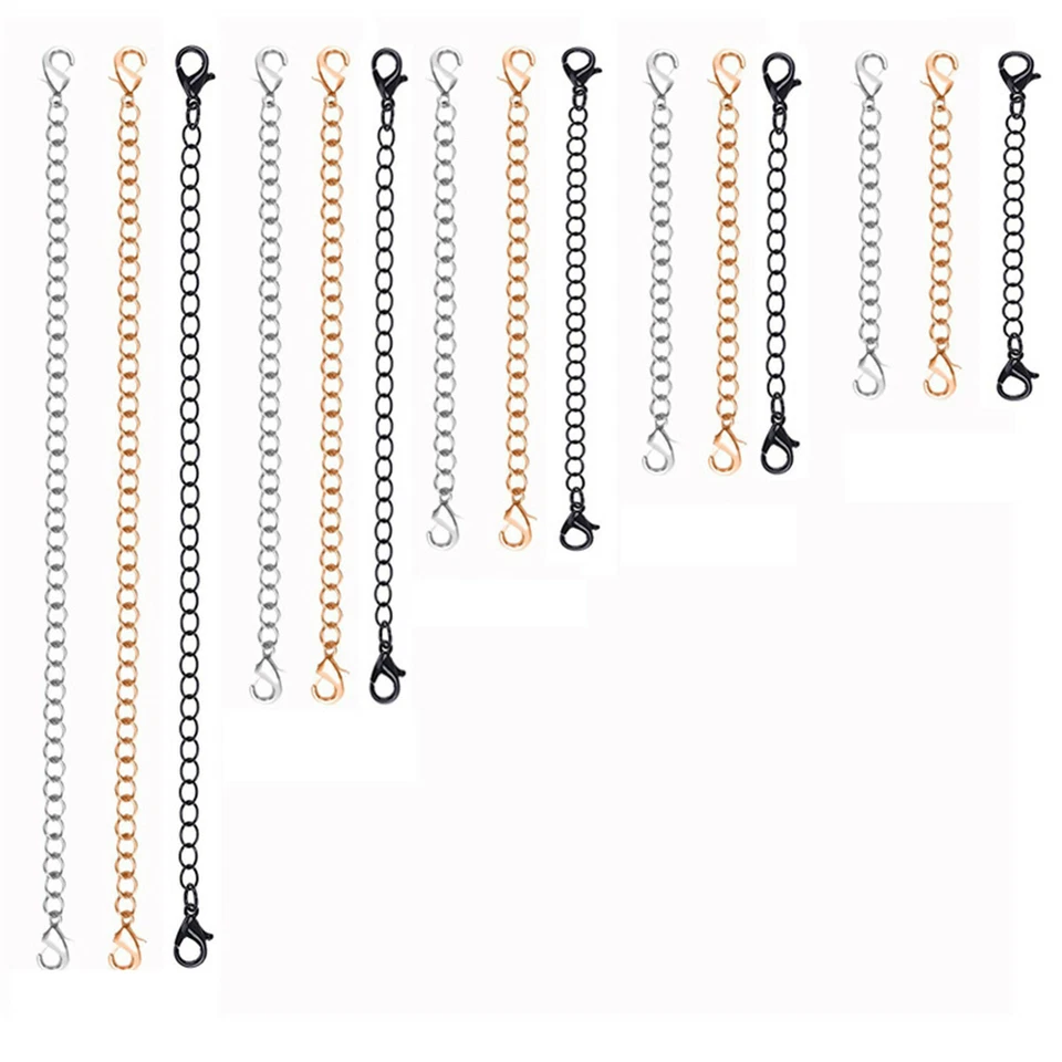 Juego de cadena extensor de eslabones redondos de 2-6 pulgadas 5 piezas broche de langosta joyería accesorios hágalo usted mismo Foto 4 de 4