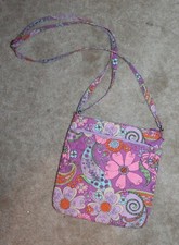 Girls' Quilted CROSS-BODY PURSE pink paisley w/ 2 zippered compartments EUC