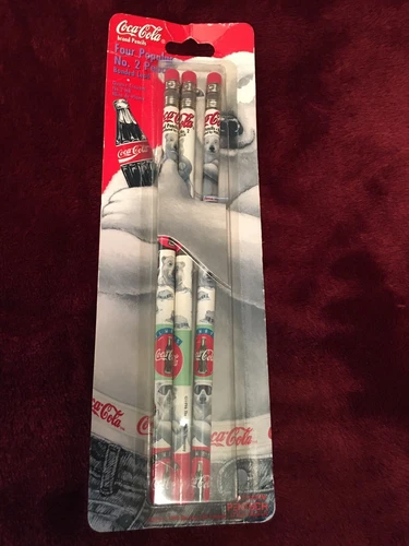 Pentech Coca Cola Pencils 1996 Three #2 Vintage Polar Bear Wooden Pencils School