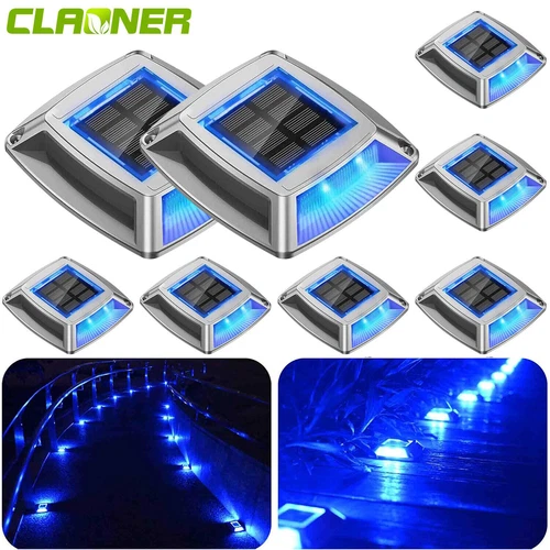 LED Solar Deck Lights Outdoor Garden Driveway Pathway Stair Step Dock Fence Lamp