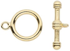 Clasp, 10 Sets Gold Plated Brass 16mm Plain Round Toggle Clasps 