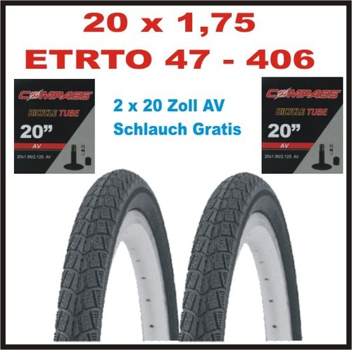 Kujo Resul Reifen Set 20x1.75 Zoll | Inkl. Schläuche & Dunlopventile | Slick/Semi-Slick Profil