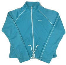 Vintage Reebok Women's Jacket Aqua Blue Med Full Zip Athletic Track Mesh Pockets