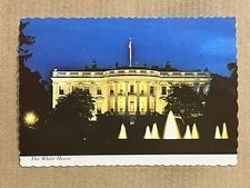 Postcard Washington DC White House Fountain Night Vintage PC