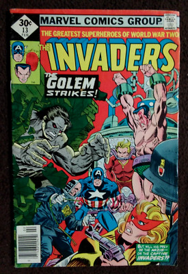 INVADERS #13 MARVEL COMIC BOOK GOLEM STRIKES 1977