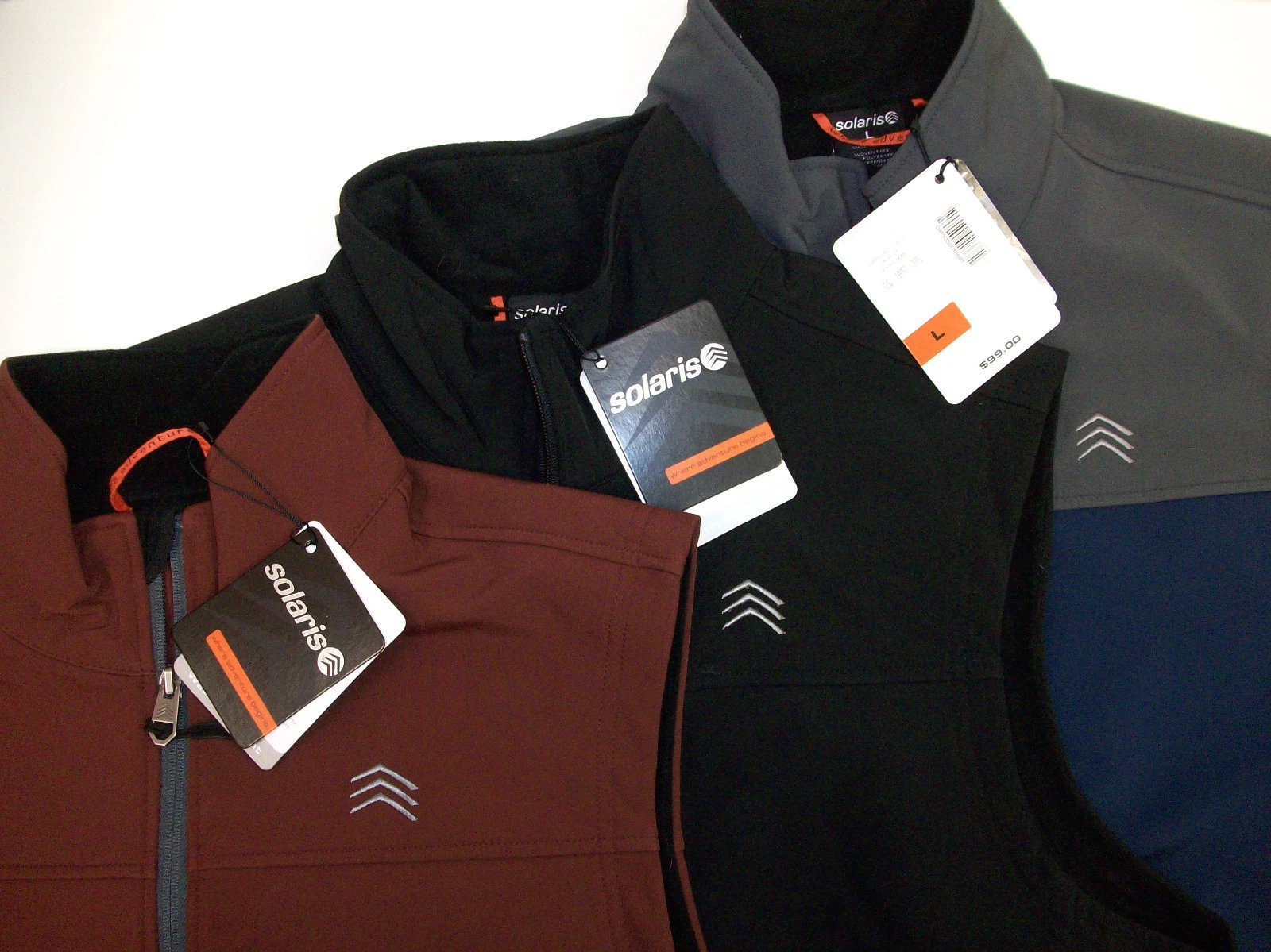Solaris Water Repellant Union Falls Fleece Lined Vest $99 Gray Blue NWT