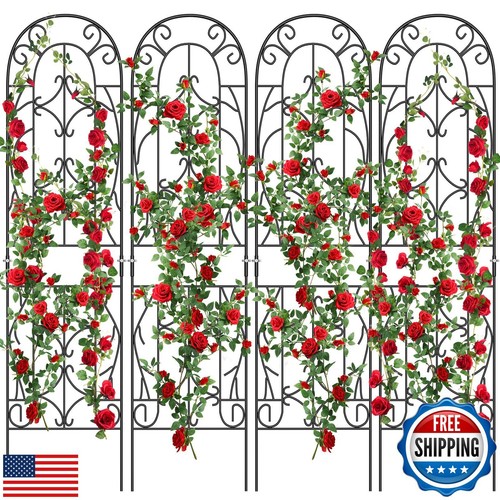 4 Pack Metal Garden Trellis for Climbing Plants, Black Metal Garden Trellis f
