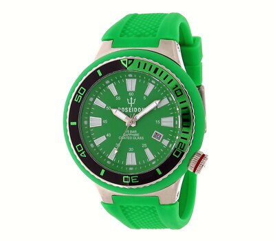 POSEIDON Unisex Armbanduhr L, Analog, Silikonband, UP00506 Grün