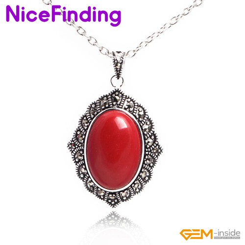 Assorted Gemstone Silver Marcasite Beads Necklace Enhancer Pendant Jewelry Women - Picture 9 of 32
