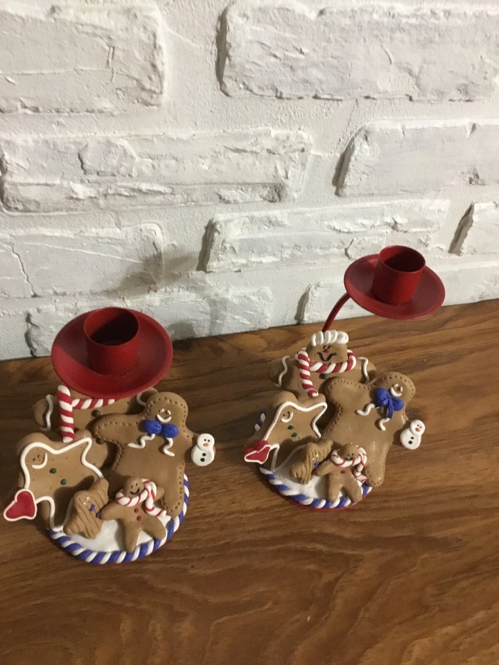 Pair Of Giftcraft Gingerbread Christmas Candle Holders - Image 4 of 4