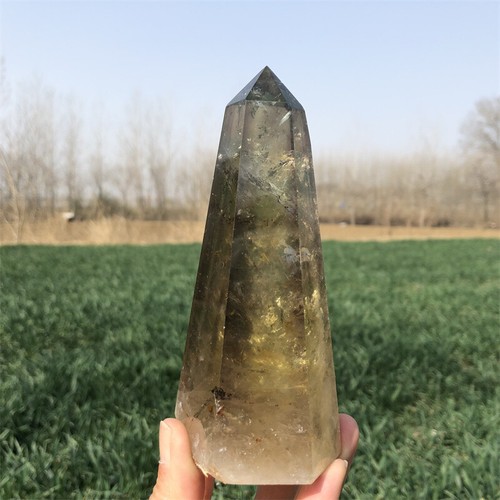 Varita de cuarzo con punta de cristal obelisco de citrino natural ahumado de 0,92 lb xa5783 - Imagen 6 de 13