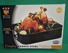 Philippe Richard Carbon Steel Non Stick Cookware Turkey Roaster & Rack NIB