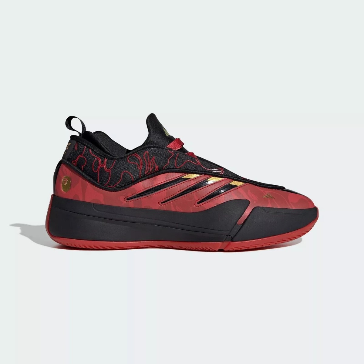 Size 13 - adidas BAPE x Dame 9 Black Scarlet for sale online