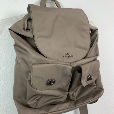 Coach Nylon Leather Tan Brown Small Backpack Purse Drawstring Bucket  Rucksack | eBay