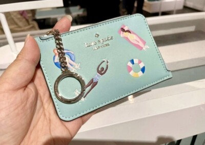 Kate Spade Medium L-Zip Card Holder Splash Pool Float K7200 NWT