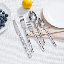 Silverware Set, 20 Piece Flatware Set, Stainless Steel Flatware Set, Diamond Cut