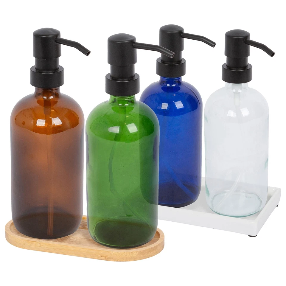 2pc Distributeur de Savon en Verre avec Plateau 500ml - Photo 1/1