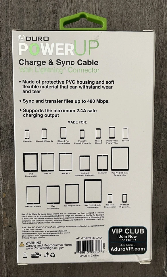 Aduro Power Up 3 Feet Fast Charge & Sync Cable For Apple iPhone, iPad & iPod - Image 2 of 2